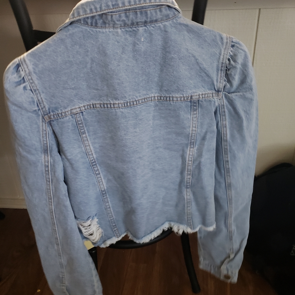 Mono B Puffed Cropped  Denim Jacket - Picture 8 of 12